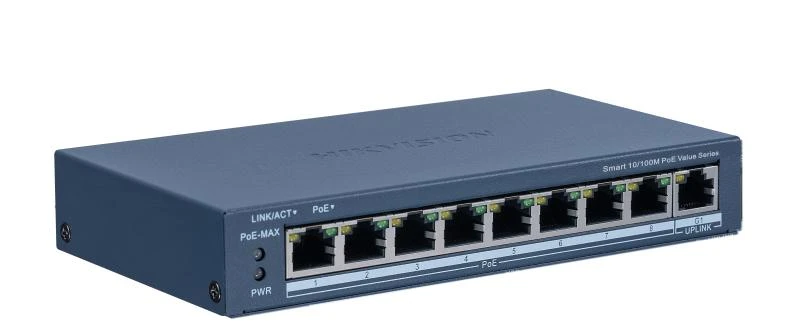 Switch 8 Puertos 10/100M PoE + 1GE Smart DS-3E1309P-EI/M Hikvision