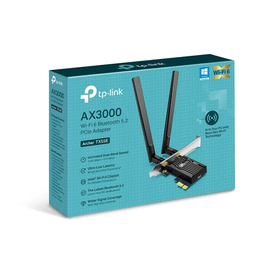 Archer TX55E. Adaptador PCIe AX3000 Wi-Fi 6 Bluetooth 5.2