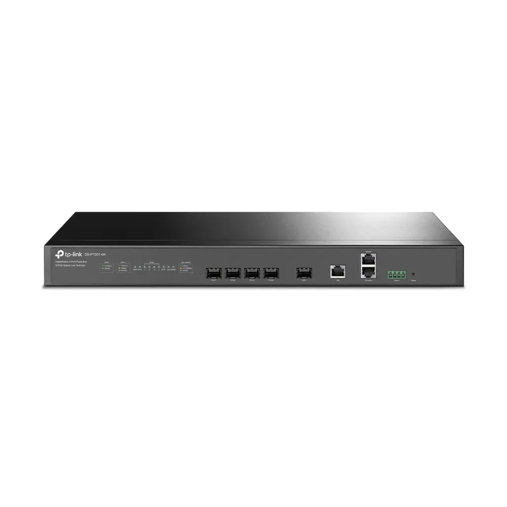 DS-P7001-04. ONT GPON Tp-Link de 4 terminales, de 128 ONT por terminal soportando hasta 512 ONT.