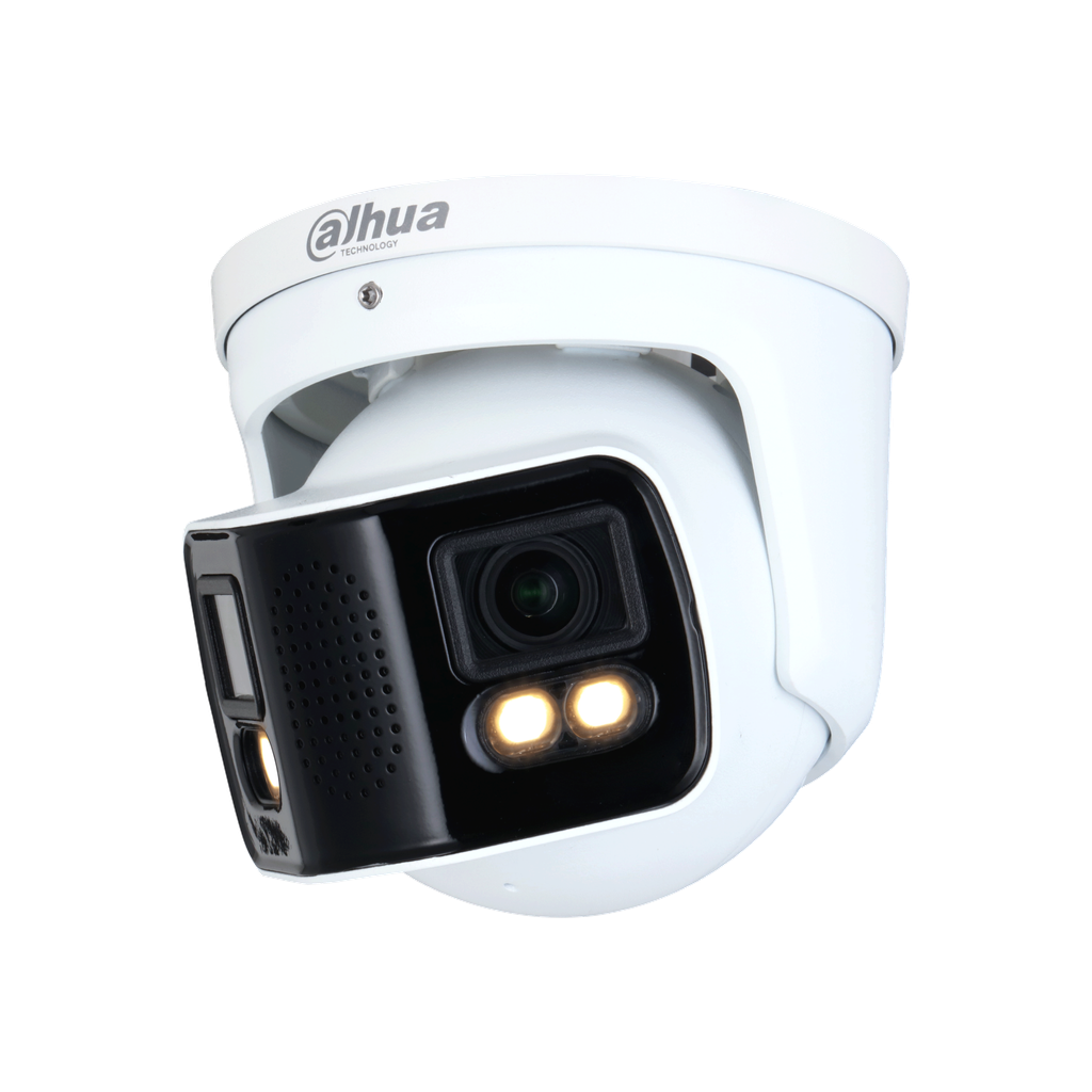 DH-IPC-PDW5849P-A180-E2-ASTE-0360B. Cámara IP Dahua full-color doble lente 180° de 4MP cada lente IR 40mt E
