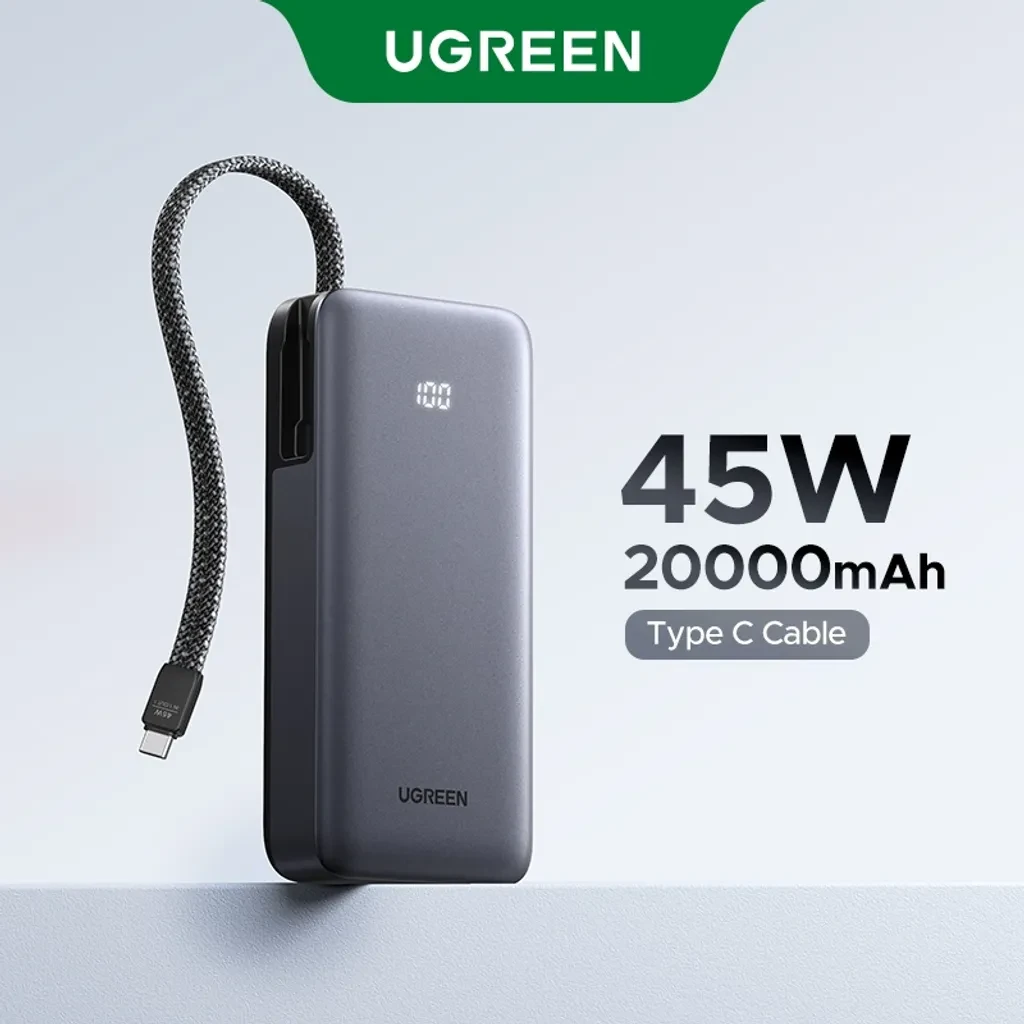Power Bank UGREEN 20000mAh 45W con Cable PB536